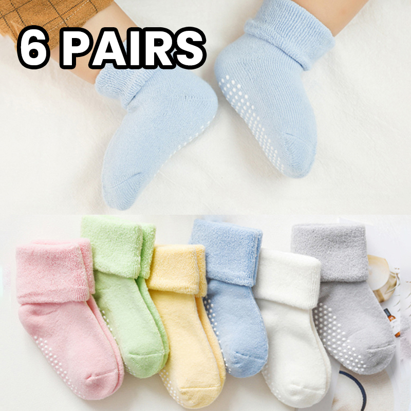 Unisex Baby Socks Non Slip - 6 pares de calcetines gruesos de