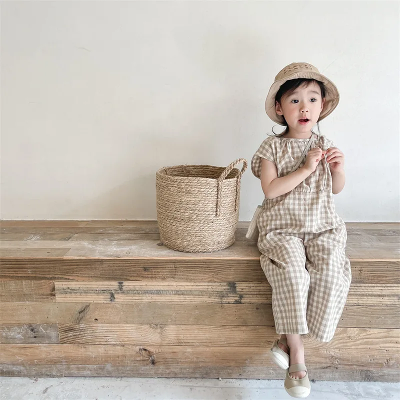 Monos a cuadros para niñas, mo - Baby Summer Linen Sleeveless Jumpsuit reseña y precio